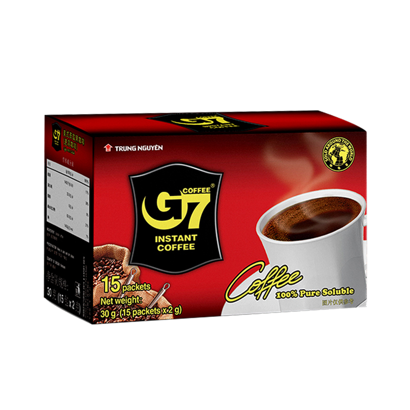 越南进口中原G7美式纯黑咖啡粉速溶2g*15包散装