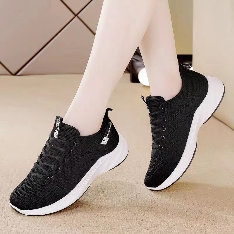 女鞋新款休闲运动鞋跑步鞋平底透气飞织网面鞋韩版高清大图