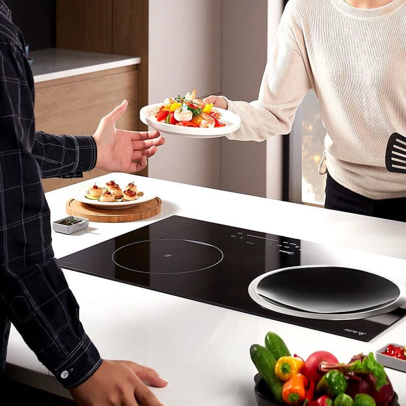 美的(Midea)电磁炉双灶嵌入式一平一凹电陶炉混合动力触滑双控预约定时镶嵌式猛火IHH3503(线下同款)图片