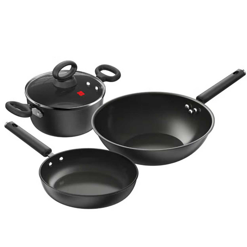 三禾32cm摩登厨房铁锅套装T329