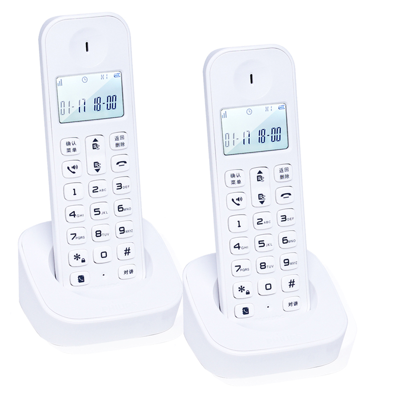 飞利浦(Philips) DCTG160DUO 数字无绳电话机双子机/商务办公/普通家用/来电显示电话机(白色)