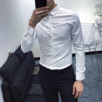 新款时尚简约绣花长袖衬衫男韩版修身英伦百搭日常款休闲衬衣潮