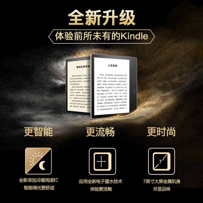 亚马逊全新Kindle Oasis 3 平板电子书阅读器 冷暖灯学生超薄墨水屏商务 8G 银灰色