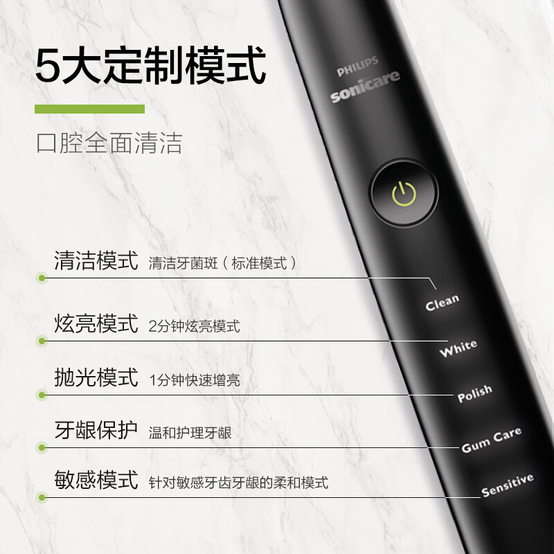 飞利浦（Philips） 电动牙刷 HX9352/04 充电式 31000频次声波震动 五大模式HX9362同款