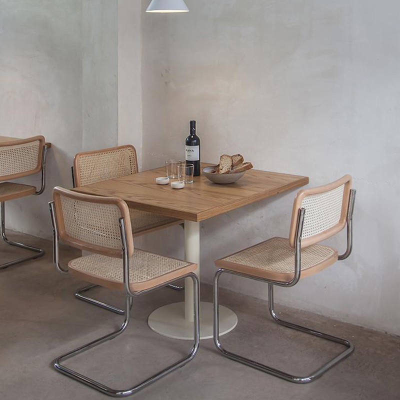 汐岩北欧风现代简约实木小圆桌子奶茶甜品店咖啡桌餐桌椅组合高清大图