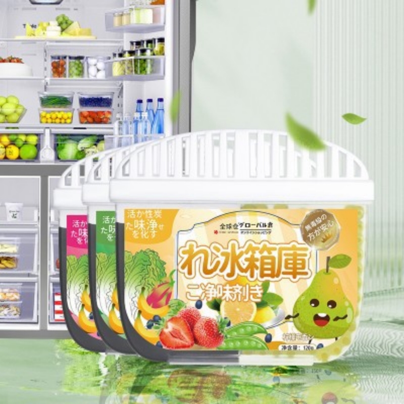 [3盒]绿茶+白桃+柠檬 冰箱除味剂除臭盒去异味神器活性炭杀菌防串味冰箱清新盒 多功能清洁剂盒装设计高清大图
