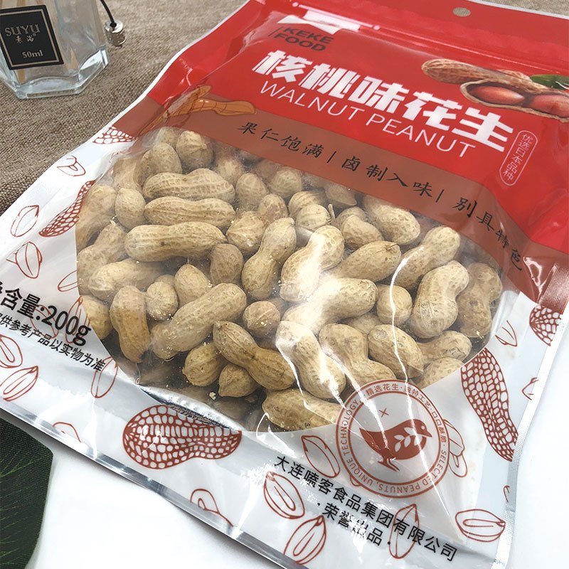 嗑客核桃味花生200g带壳花生 坚果炒货休闲小零食