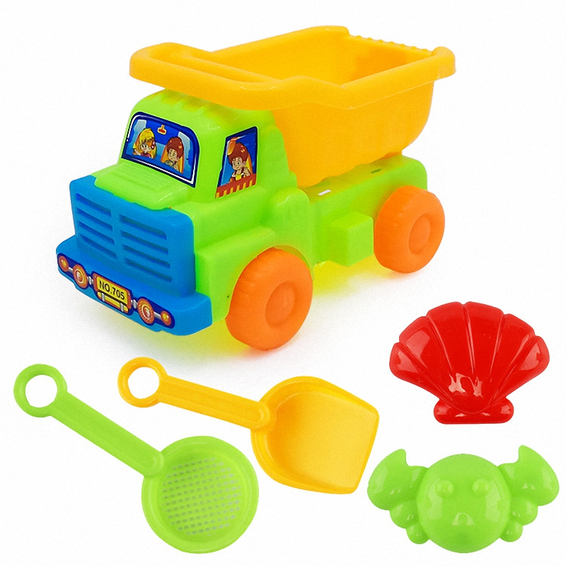 沙滩戏水玩具5件玩具车套装塑料挖沙玩具儿童夏天热卖