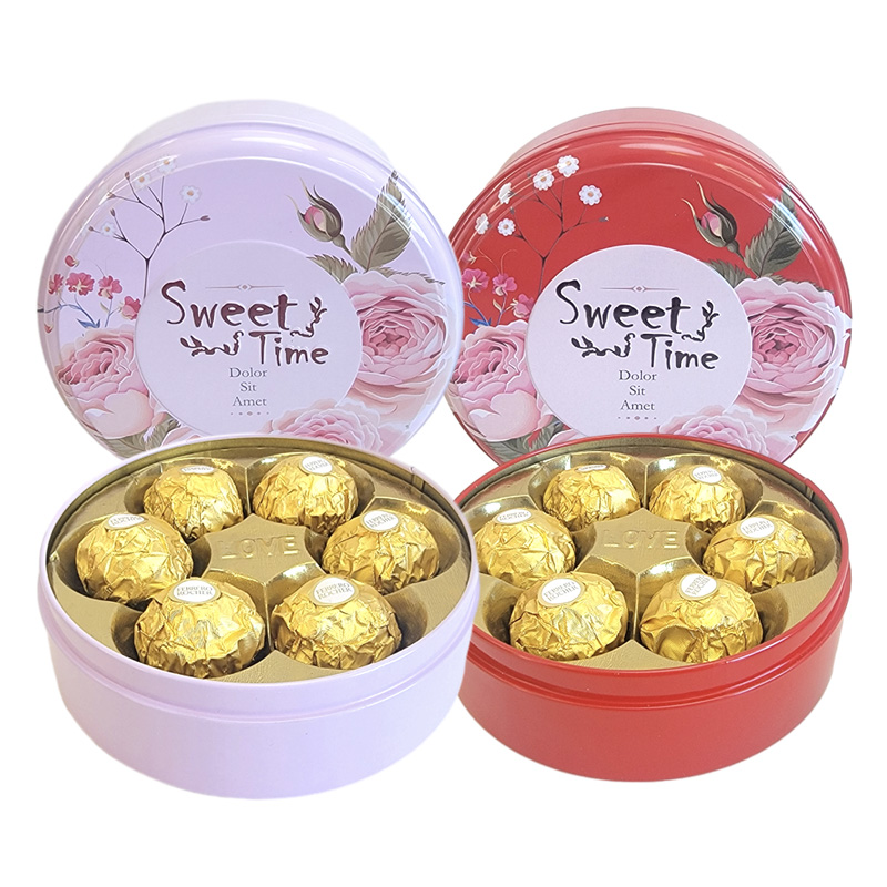 费列罗榛果威化巧克力圆形铁盒装6粒8粒礼盒装结婚喜糖高清大图