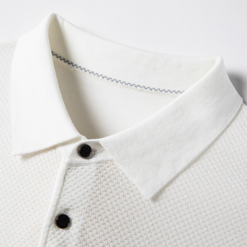 免费试穿夏季纯色桑蚕丝短袖薄款t恤男士翻领针织polo衫男装商务高清大图