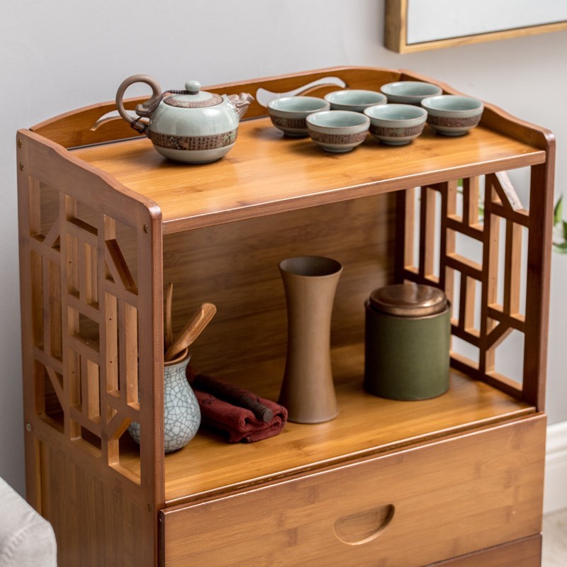 茶水架置物架子闪电客实木多层茶叶茶具收纳储物架泡茶桌茶台茶柜架