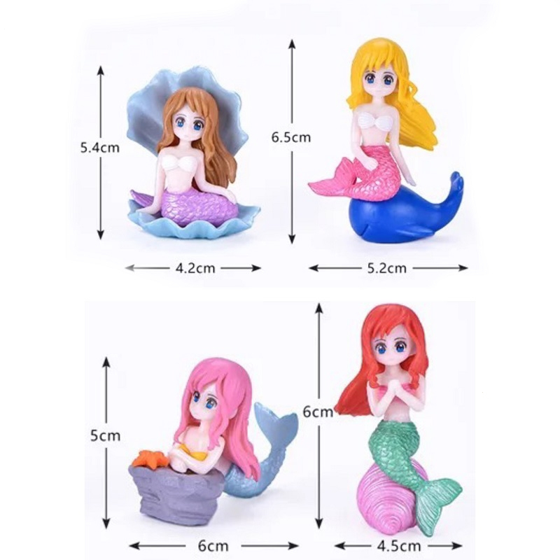 贝壳美人鱼微景观diy盆景鱼缸摆件海洋水族箱布景观造景小配件红发