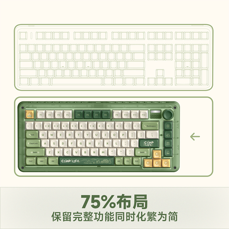 IQUNIX ZX75露营 机械键盘 三模热插拔客制化键盘 无线蓝牙游戏键盘 81键电脑键盘 TTC快银轴RGB版