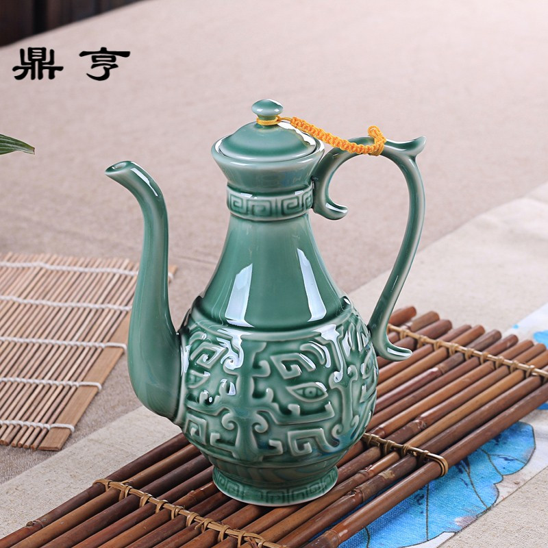 鼎亨促销仿古陶瓷浮酒壶单壶白酒分酒器爵杯烈酒杯高脚杯