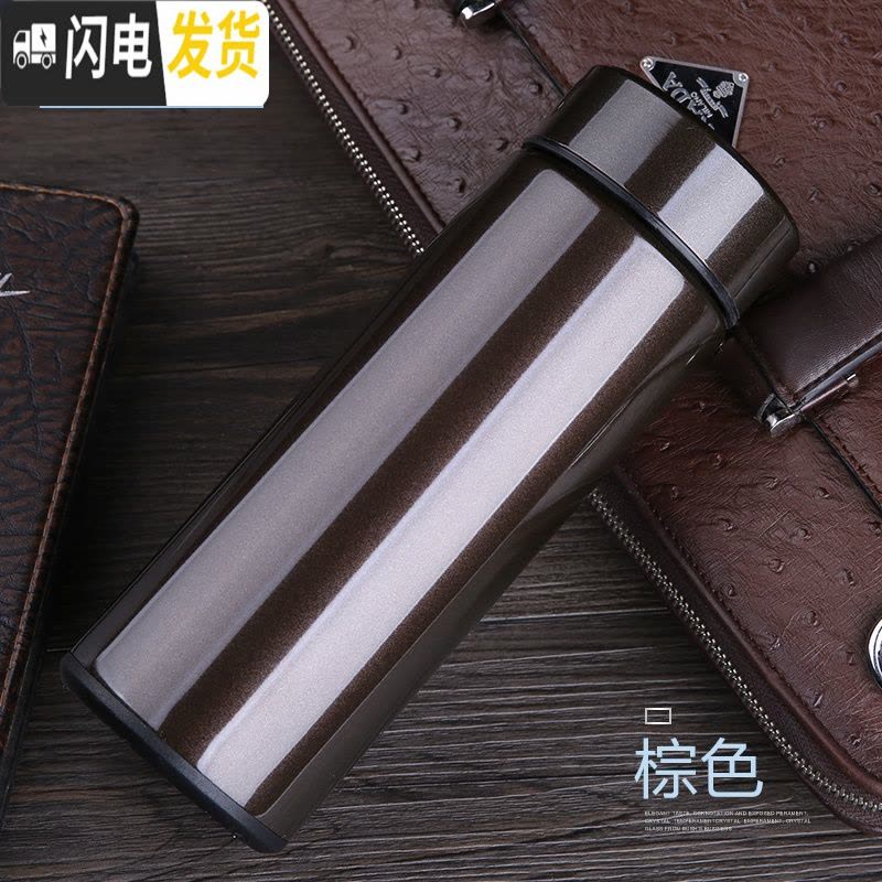 三维工匠保温杯男女士商务车载水杯真空不锈钢杯子便携茶杯定制刻字印OGO 棕色350图片
