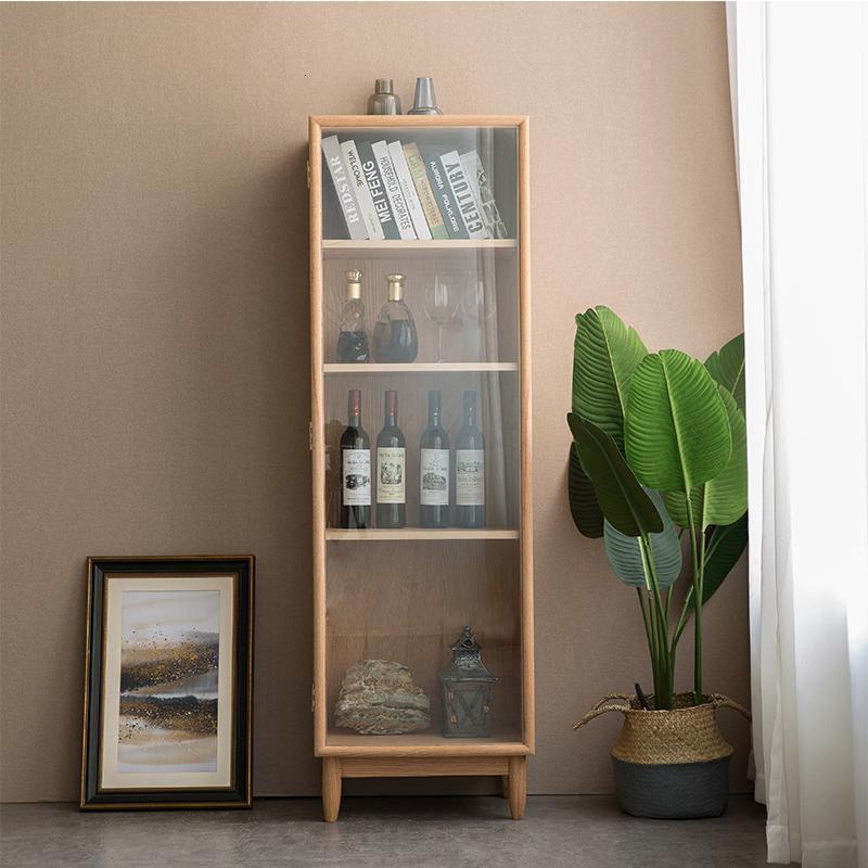 森美人北欧实木书柜黑胡桃木展示柜储物柜玻璃电视边柜客厅侧柜立柜