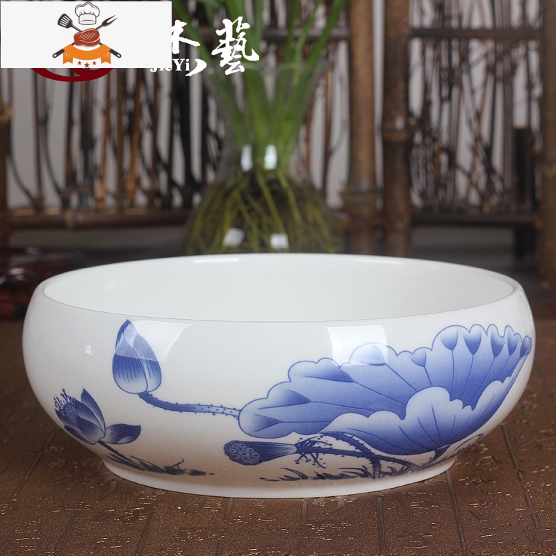 茶洗大号特大家用笔洗青花瓷陶瓷茶具配件洗茶碗茶道零配水盂水洗 国色天香[6寸青花茶洗] 敬平高清大图