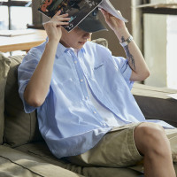 短袖衬衫男小细节男士衬衫2024款短袖衬衫男短袖男士衬衫短袖_37016 S 统一颜色
