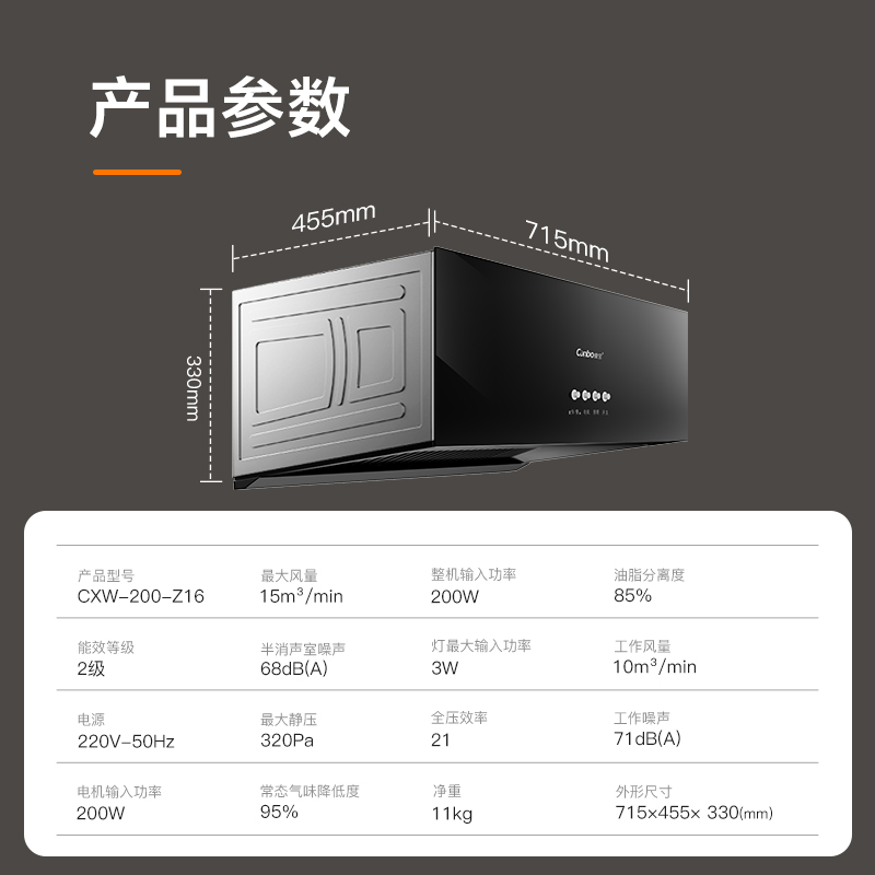 康宝(Canbo)抽油烟机新中式烟爆炒大吸力15m³家用吸油烟机 CXW-200-Z16高清大图