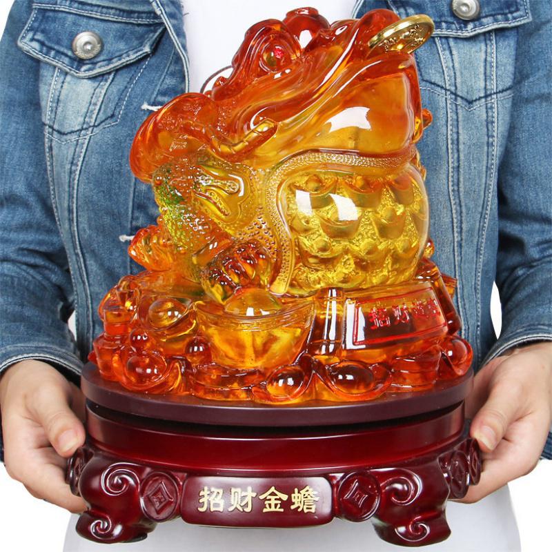 美帮汇金蟾蜍摆件大号琉璃仿玉三足金蝉工艺品客厅摆设店铺开业礼品高清大图