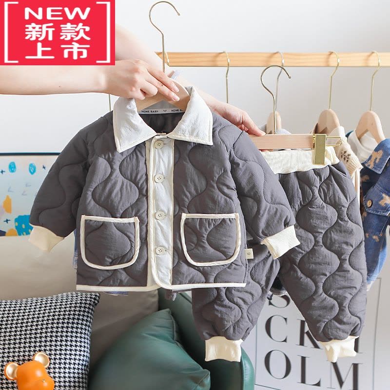 可莉允儿童棉服男孩冬装2022新款男童宝宝婴儿棉衣冬季套装轻薄家居服冬图片