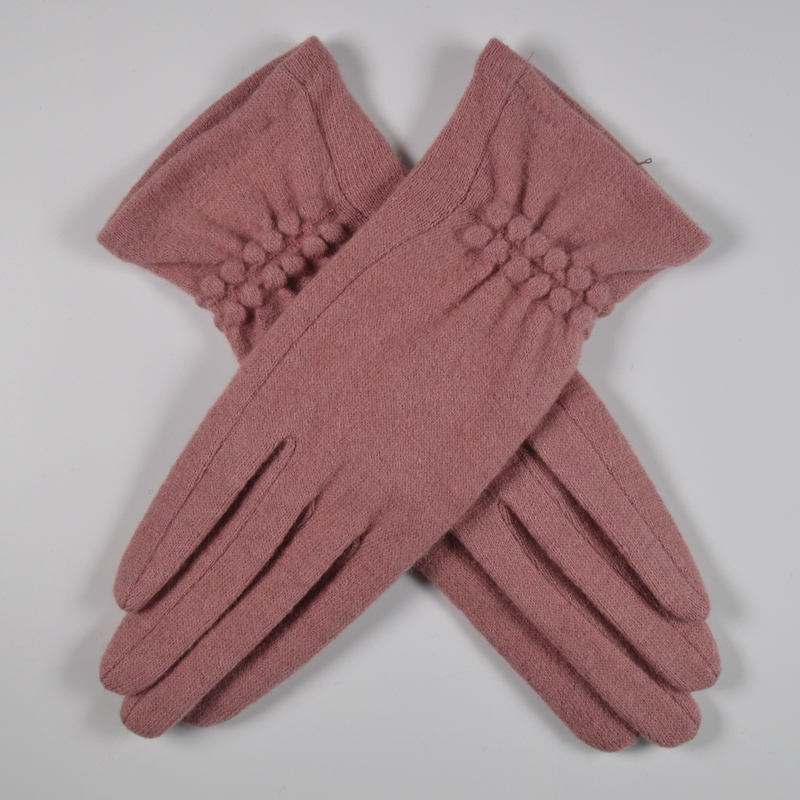 羊毛手套女羊毛羊绒手套女春秋薄款秋冬保暖单层骑车女式冬触屏紫罗兰