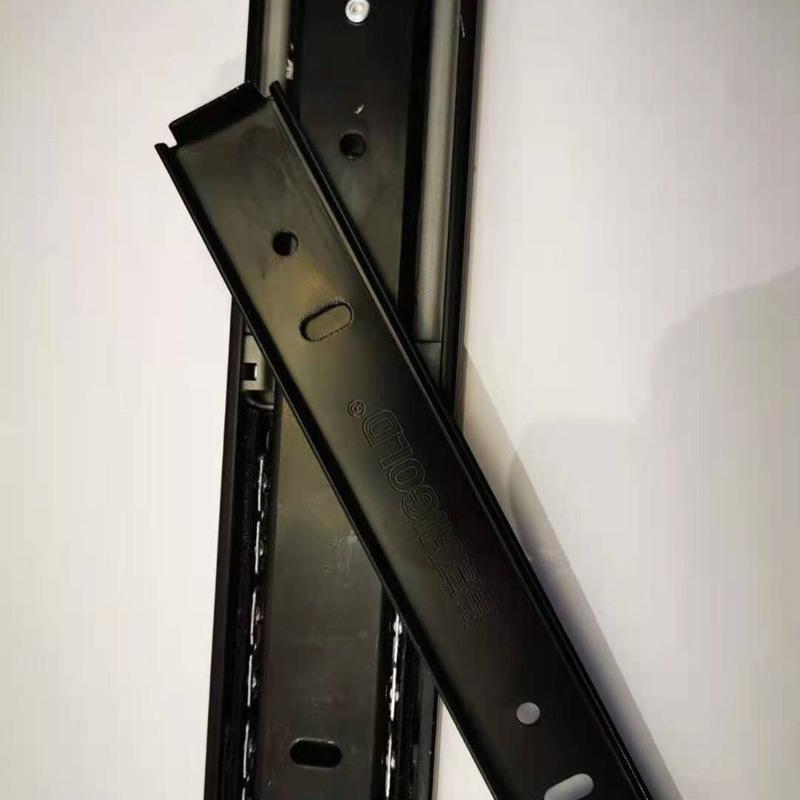 悍高抽屉轨道三节轨道加厚阻尼缓冲抽屉滑道静音抽屉导轨黑色普通三节