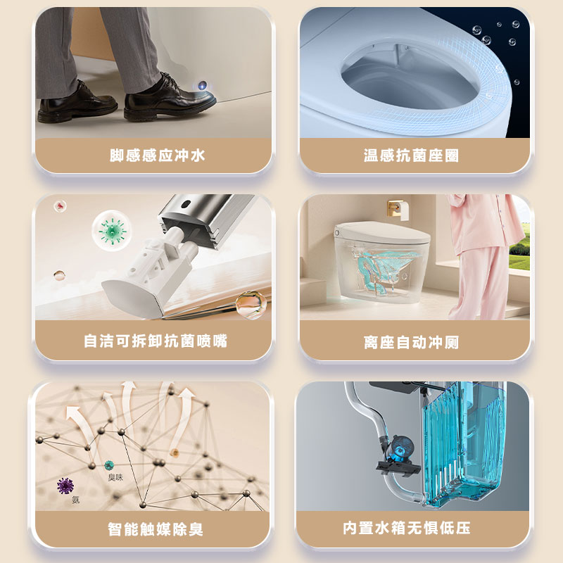 九牧(JOMOO)智能马桶小牧卫浴智能除臭抗菌零压带水箱一体式坐便器 X3-5130 自带水箱+抗菌除臭 坑距305mm高清大图