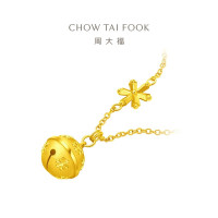 周大福金项链游乐场系列圣诞雪花铃铛足金黄金项链吊坠 计价(工费380元)EOF91七夕礼物