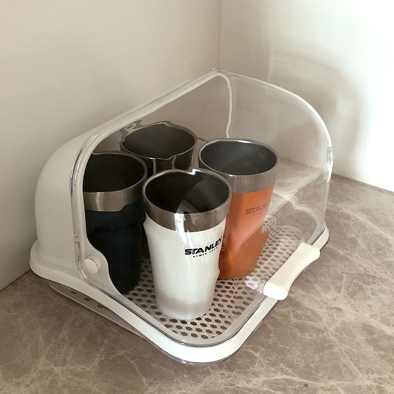 厨房水杯收纳架塑料带盖食品餐具收纳盒碗筷奶瓶沥水架水杯置物架收纳层架 三维工匠高清大图