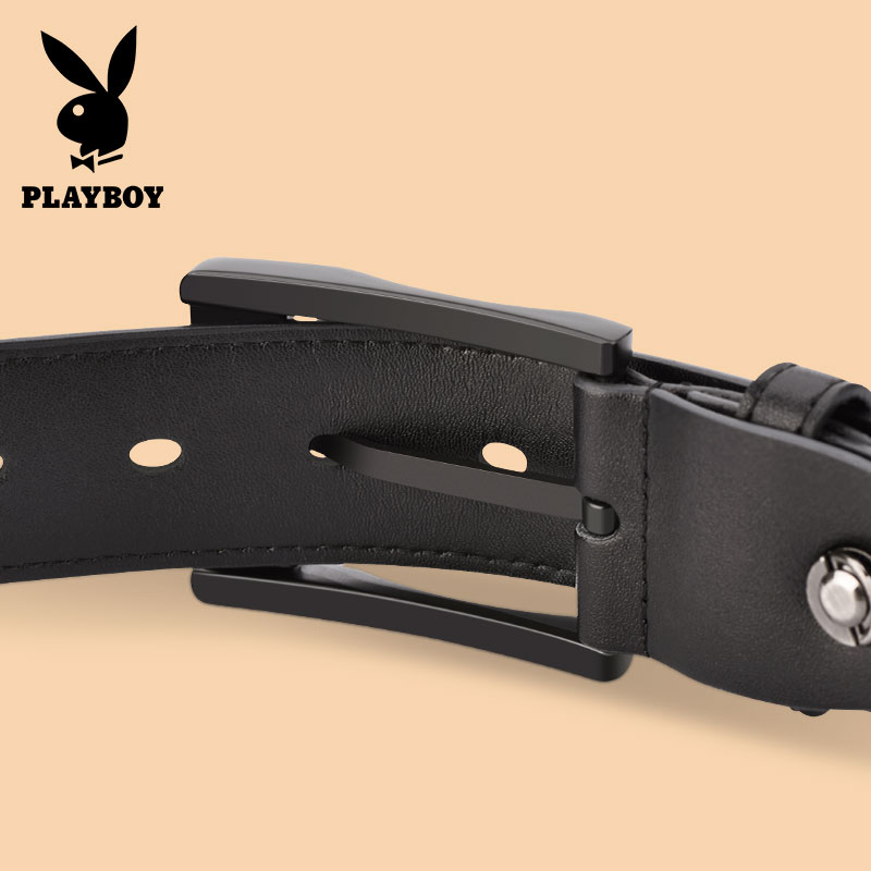 花花公子针扣皮带男士真皮牛皮纯商务腰带时尚男款潮青年正品裤带高清大图