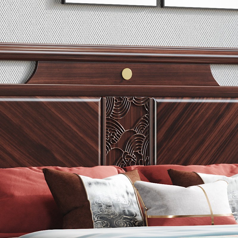 青木川乌金木床新中式实木床主卧室房间双人床18米简约现代小户型家用