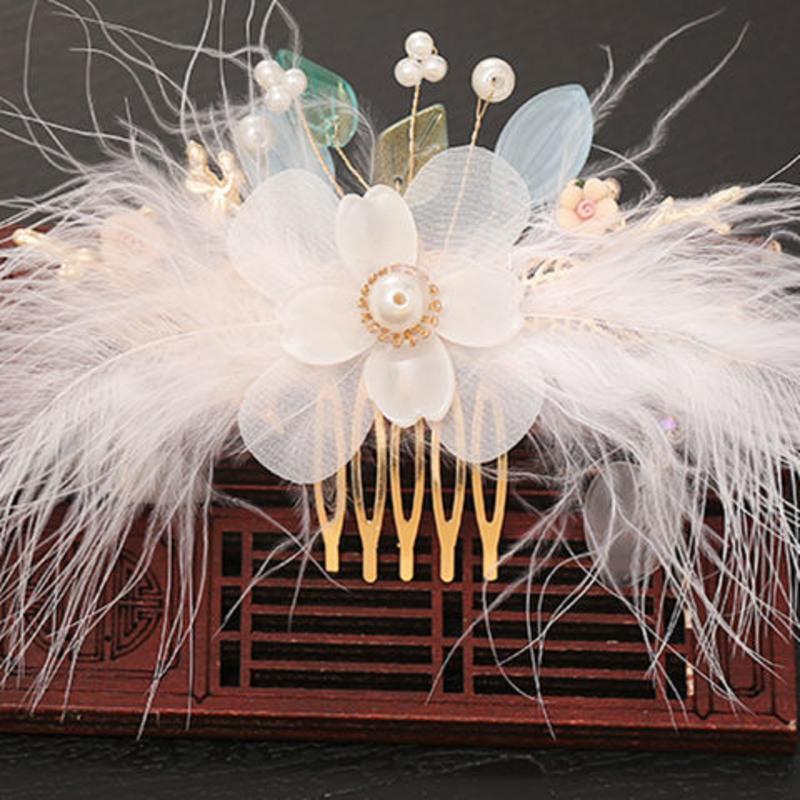 汉服古风头饰古装发饰套装超仙流苏步摇羽毛发簪女插簪子发夹发梳发簪