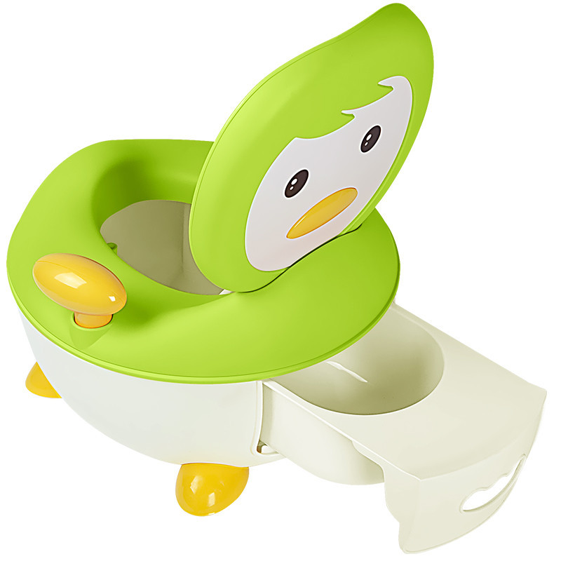 世纪宝贝(babyhood)企鹅坐便器升级款 BH-113B 绿色 儿童男女宝宝小便盆尿壶1-3-6岁卡通小孩马桶