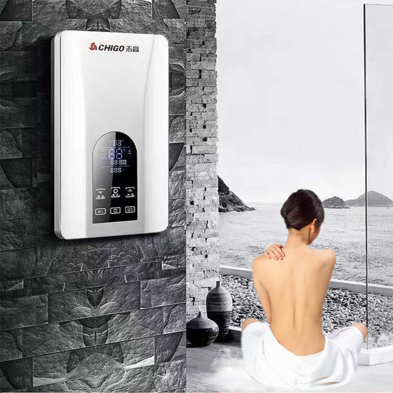 志高恒温速热电热水器即热式淋浴家用小型卫生间洗澡机免储水租房 银色高清大图