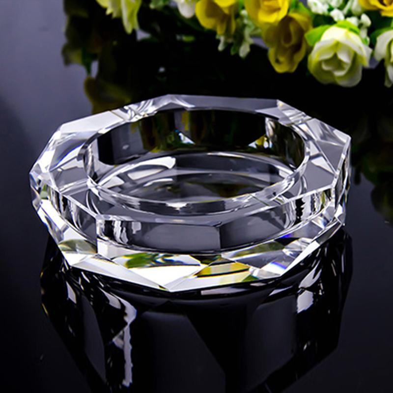 烟灰缸创意大号欧式烟缸客厅实用水晶烟灰缸10cm透明款