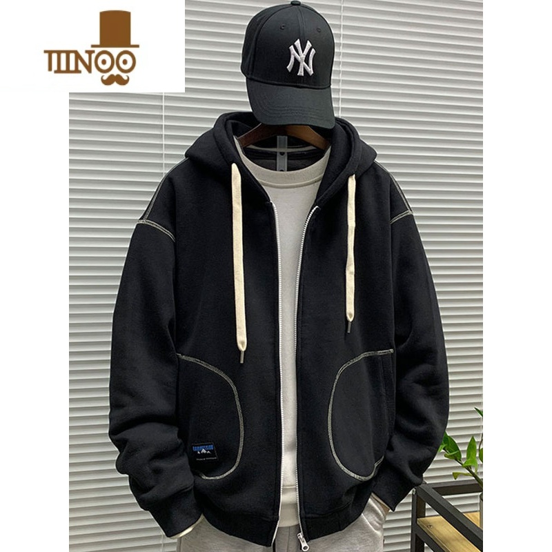 YANXU2023新款连帽拉链开衫卫衣外套男士休闲宽松百搭运动套X款新高清大图