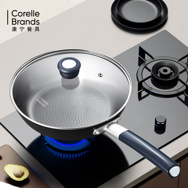 康宁零涂层锻打煎炒锅CB-JSG03高清大图