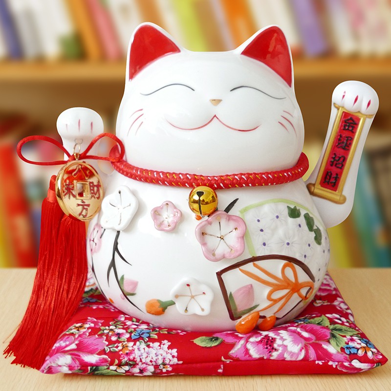 猫摆件自动招手开业礼品送人电动摇手家居店铺创意客厅发财猫 三维工匠 10寸七福猫元宝-摇手猫高清大图