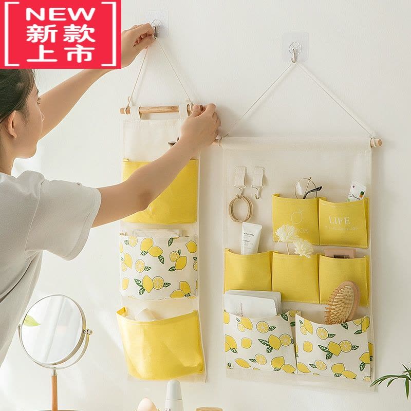 可莉允布艺收纳挂袋墙挂式置物袋床头门后悬挂式手机兜宿舍家用挂墙布袋图片