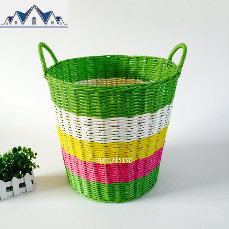 楼分隔收放装衣衣衣篓置物框田园风收纳桶装脏衣服娄脏衣篮大号 三维工匠收纳篮 XL大号绿色主色多彩