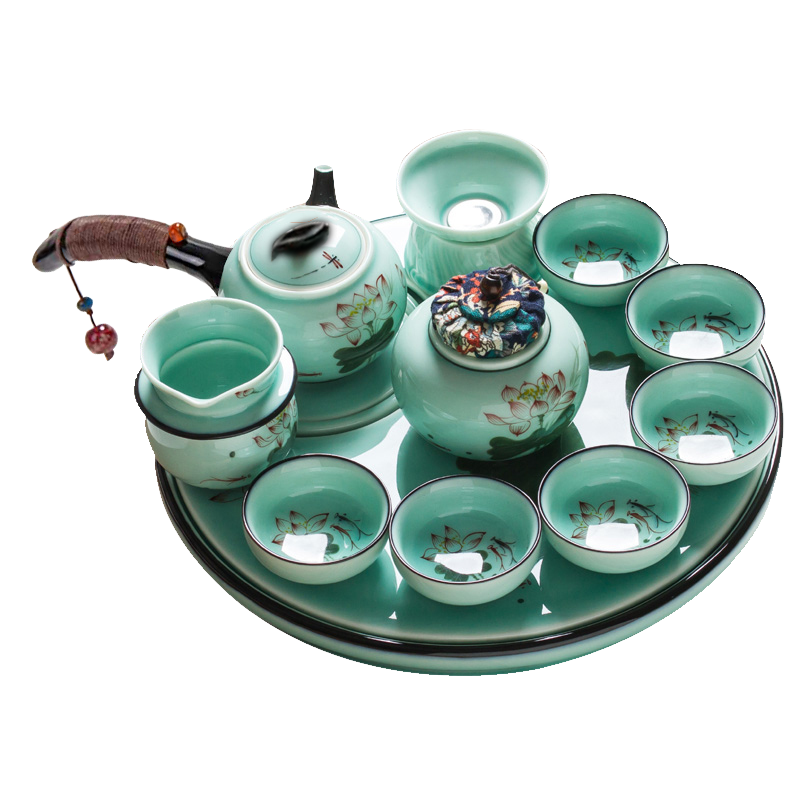 艺锦蓝 带茶盘 陶瓷