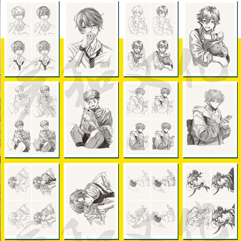 [醉染正版]2022素描漫画临摹卡美少年 彦和文化动漫人物绘画教程书男生美少男手绘头像二次元q版卡通美术零基础入门插画儿高清大图
