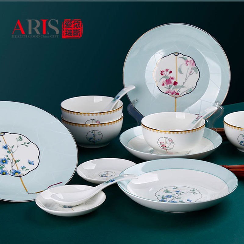 爱依瑞斯(ARIS) 中国风-金泥小扇20头陶瓷餐具 AS-D2001H高清大图