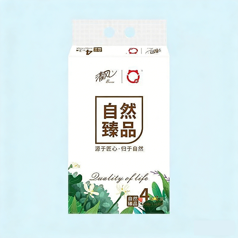 清风抽纸 自然臻品3层 110抽/包 4包/提 AR41SYZ GZNY-494高清大图