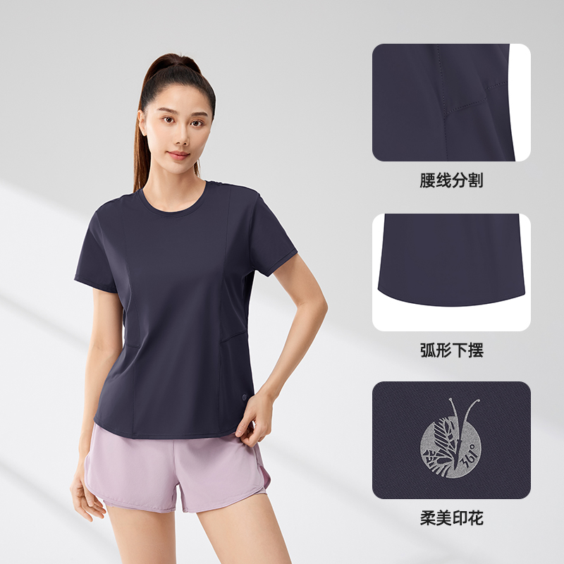 361°运动T恤女士夏季透气新款冰感宽松上衣健身速干衣圆领短袖高清大图