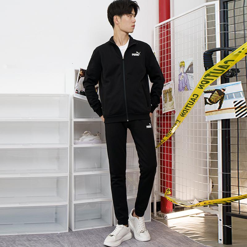 Puma彪马运动套装男装2021新款加绒保暖两件套外套长裤585322-01