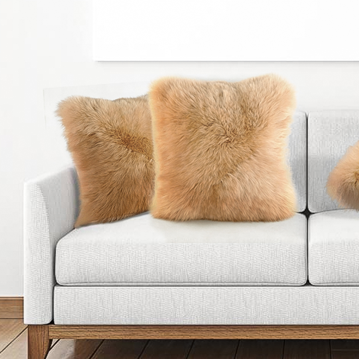 恒源祥羊毛皮毛一体长毛绒抱枕靠背腰靠汽车靠枕腰靠办公家居沙发靠垫高清大图