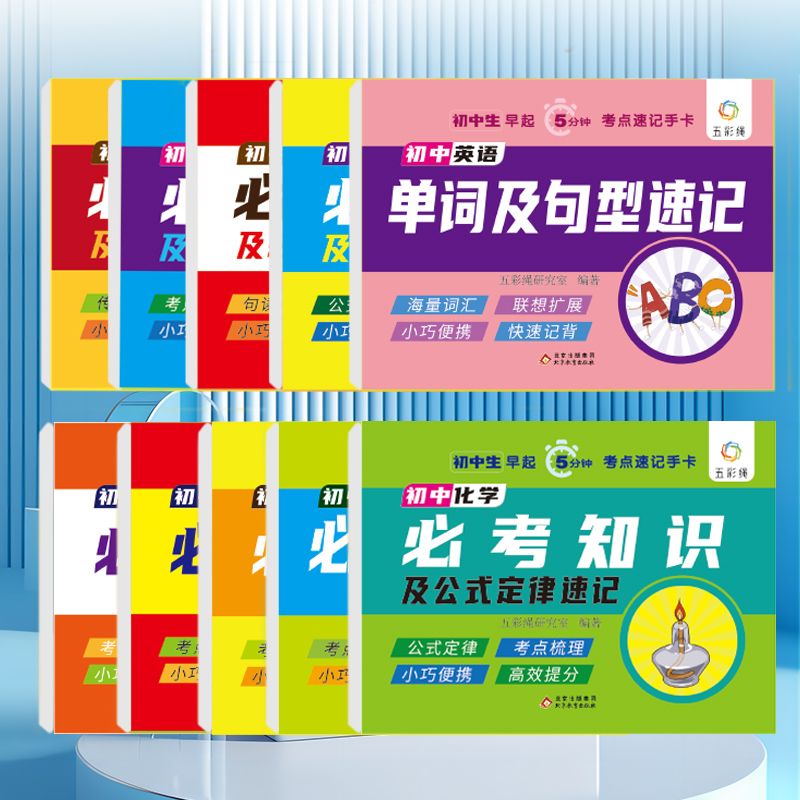 高中必背古诗词及必考知识速记 初中通用 [正版]小学初中高中知识速记学习手卡教育重点标准讲解高清大图