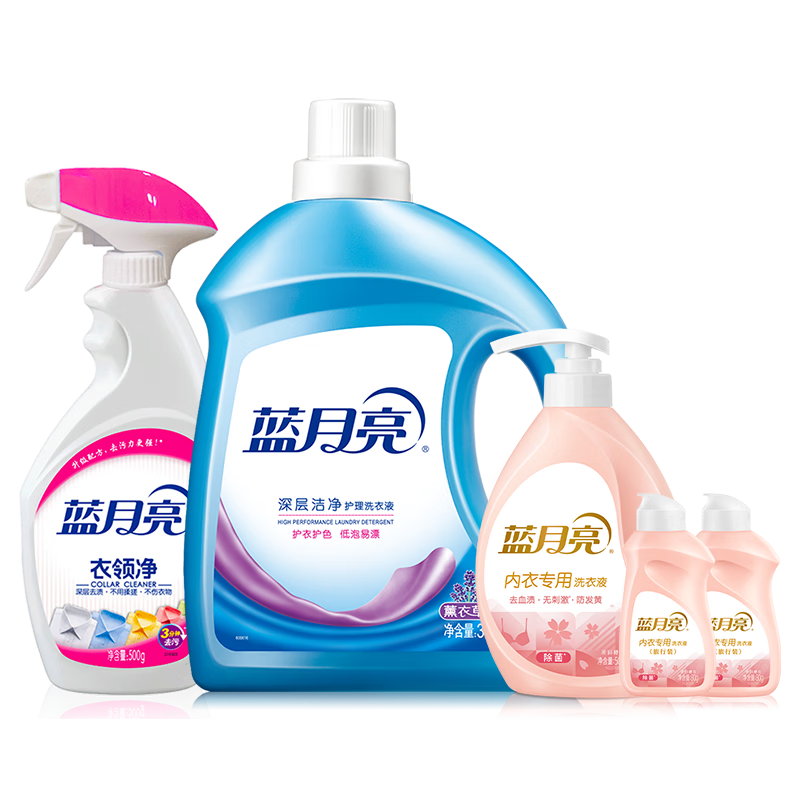 蓝月亮 薰衣草洁净洗衣液3kg+喷雾型衣领净500g+柔润樱花内衣专用洗衣液500g+柔润樱花内衣专用洗衣液80g*2